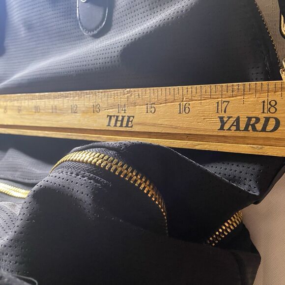 Anthropologie DL + ACTIV Bag Black Gold Zippers Shoulder Crossbody Gym Workout - Picture 13 of 15